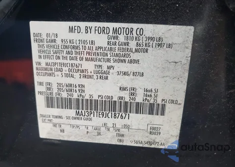 2018 Ford Ecosport Se from USA, damaged, VIN MAJ3P1TE9JC187671